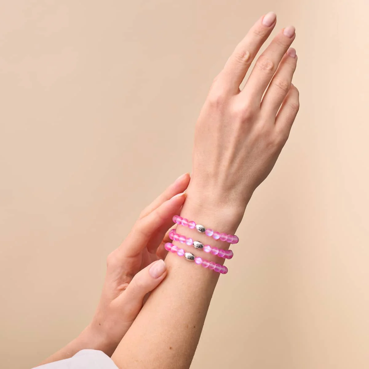 Pink | .925 Sterling Silver | Mermaid Glass Bead Bracelet - Image 4