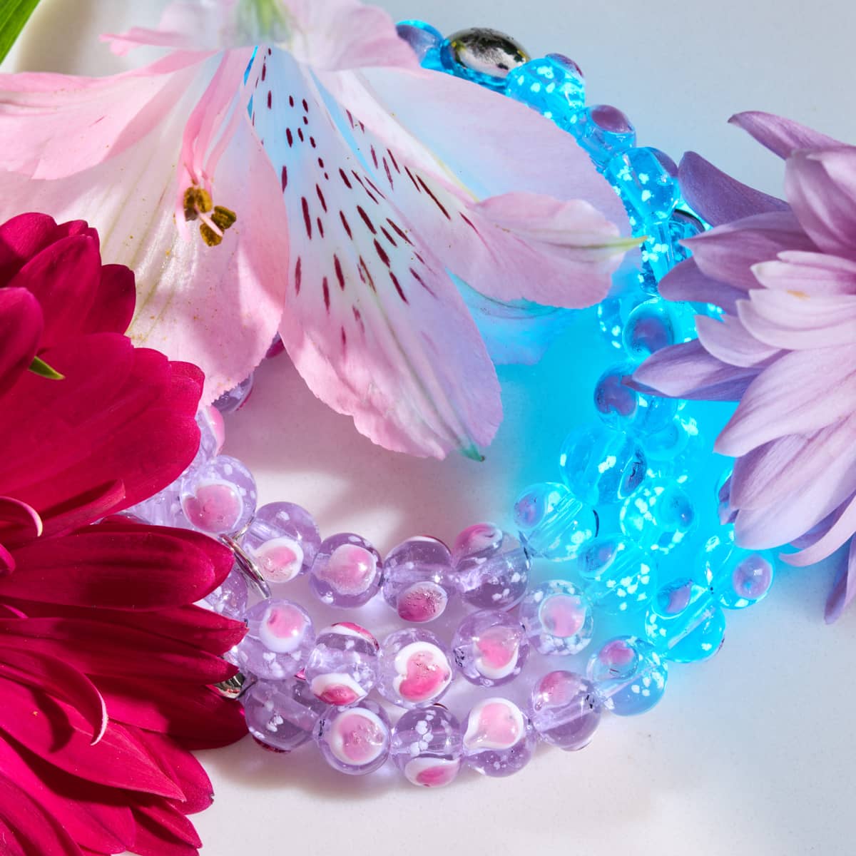 Purple x Pink | .925 Sterling Silver | Firefly Glass Love Bracelet - Image 4