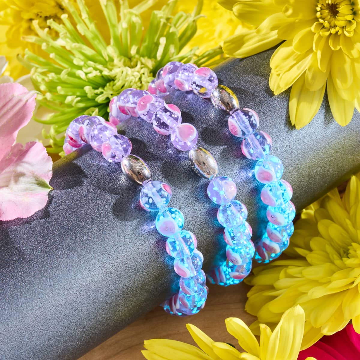 Purple x Pink | .925 Sterling Silver | Firefly Glass Love Bracelet - Image 8