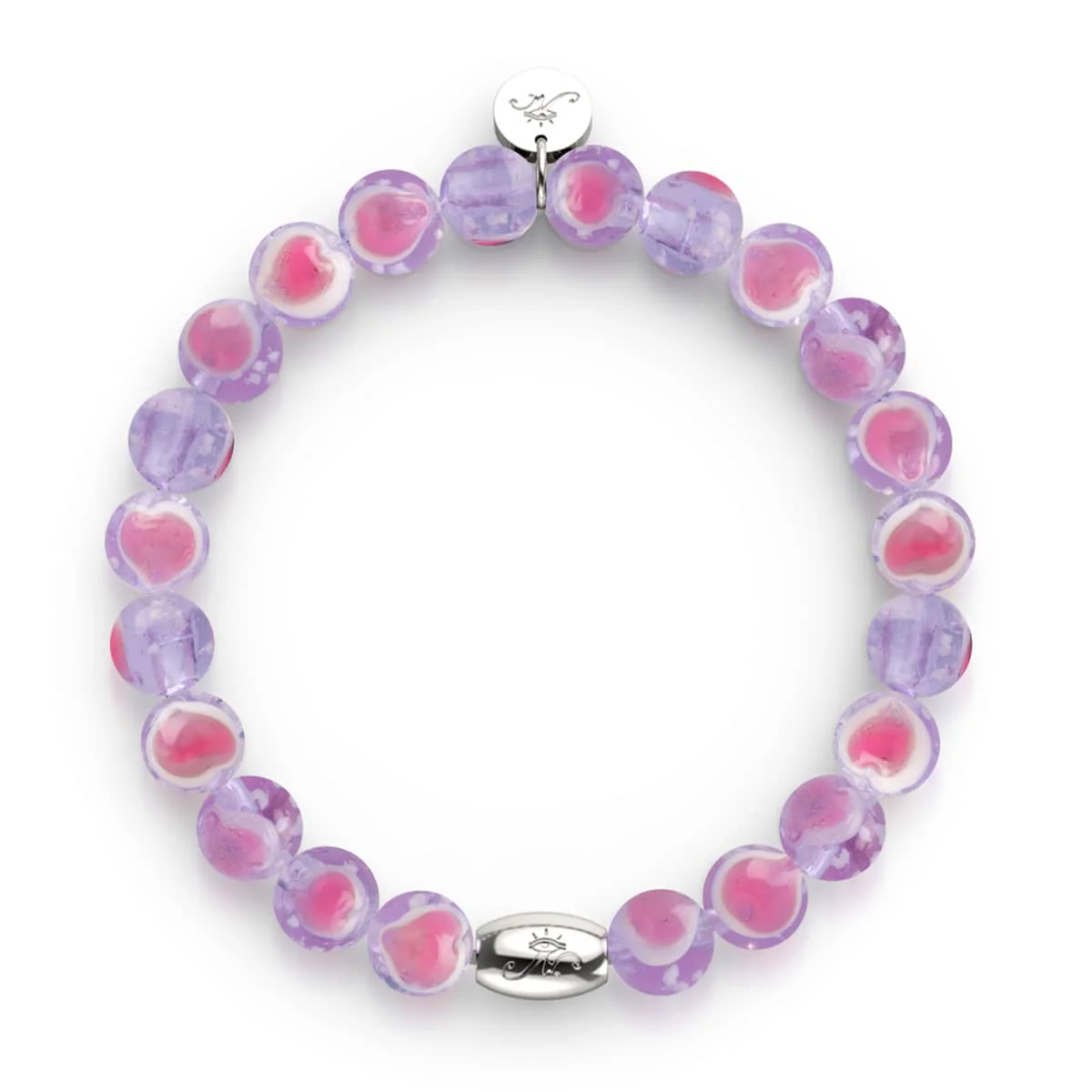 Purple x Pink | .925 Sterling Silver | Firefly Glass Love Bracelet - Image 9