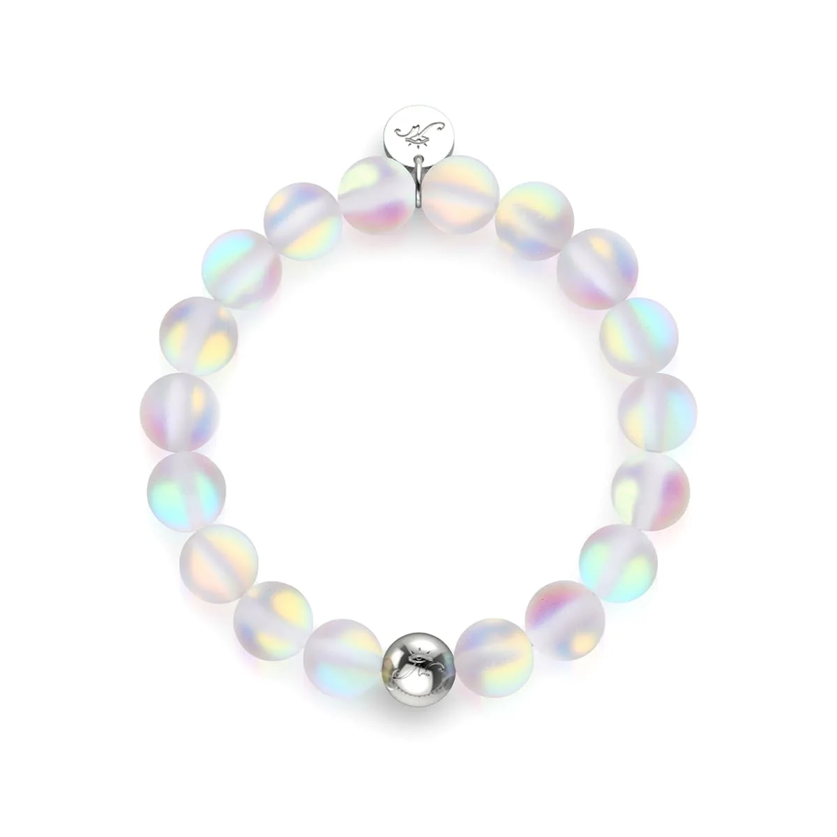Rainbow White | Silver | Mermaid Glass Statement Bracelet - Image 3