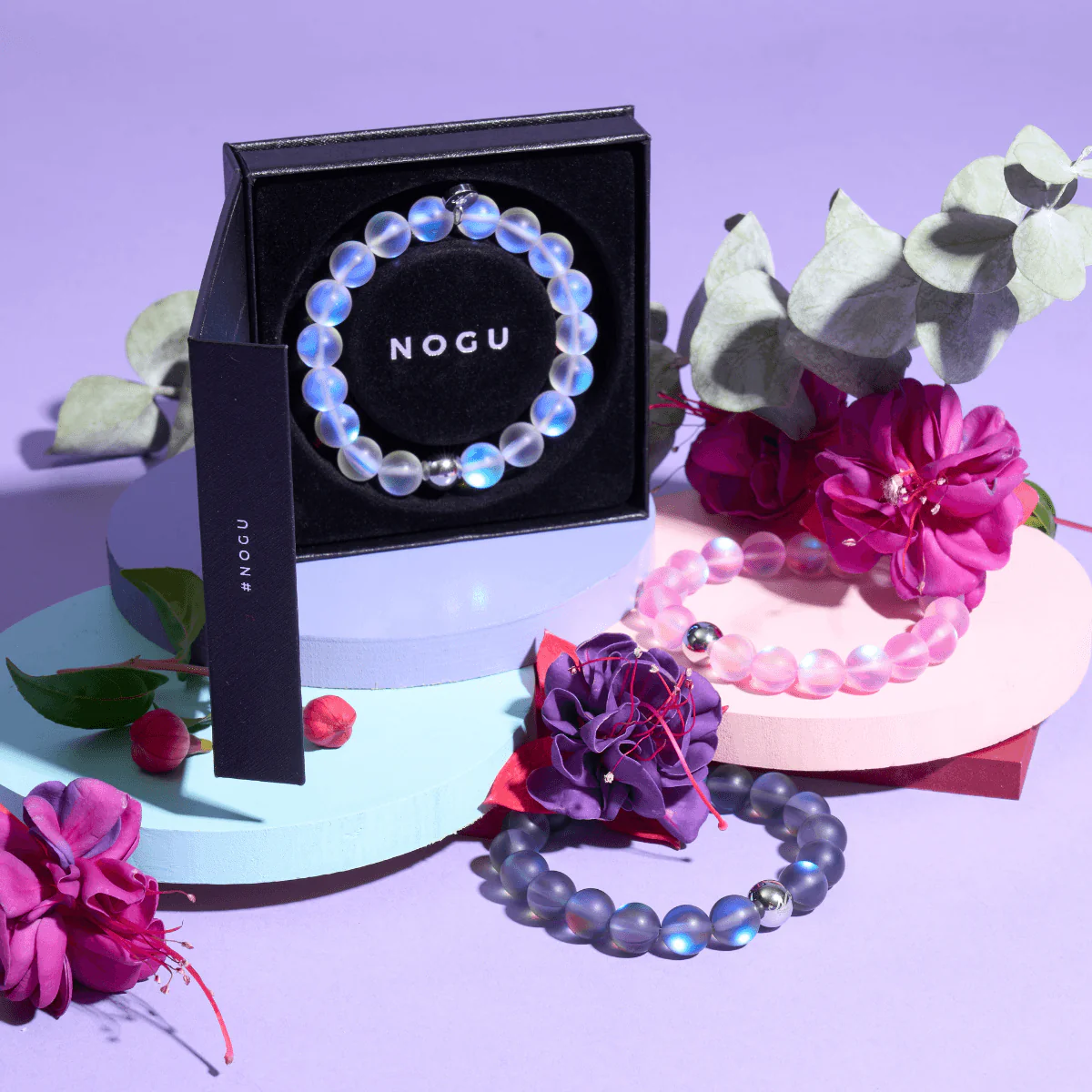 Rainbow White | Silver | Mermaid Glass Statement Bracelet - Image 8