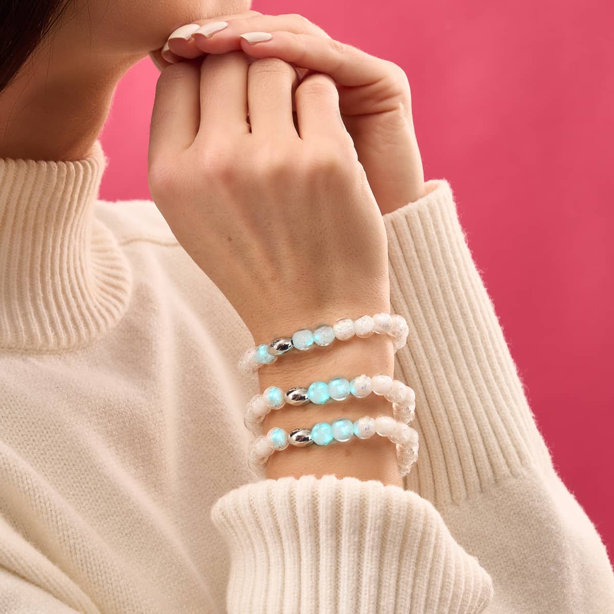 Rainbow White | .925 Sterling Silver | Firework Glass Bracelet - Image 6