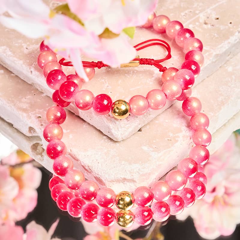 Maraschino Cherry | Shimmer Glass | Macrame Bracelet - Image 4