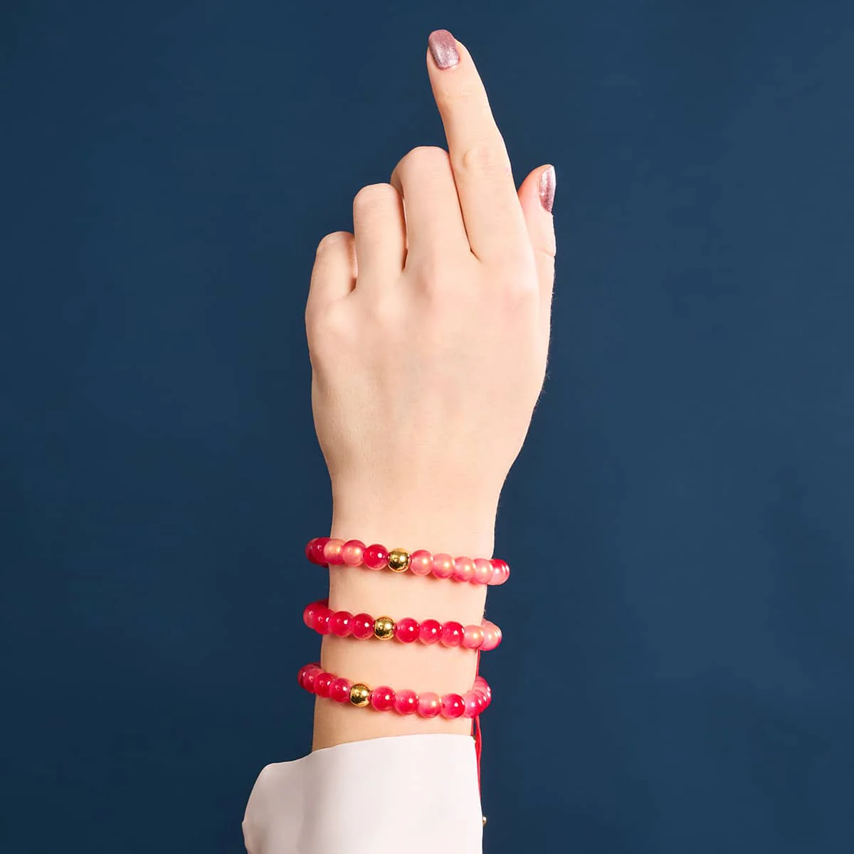 Maraschino Cherry | Shimmer Glass | Macrame Bracelet - Image 5