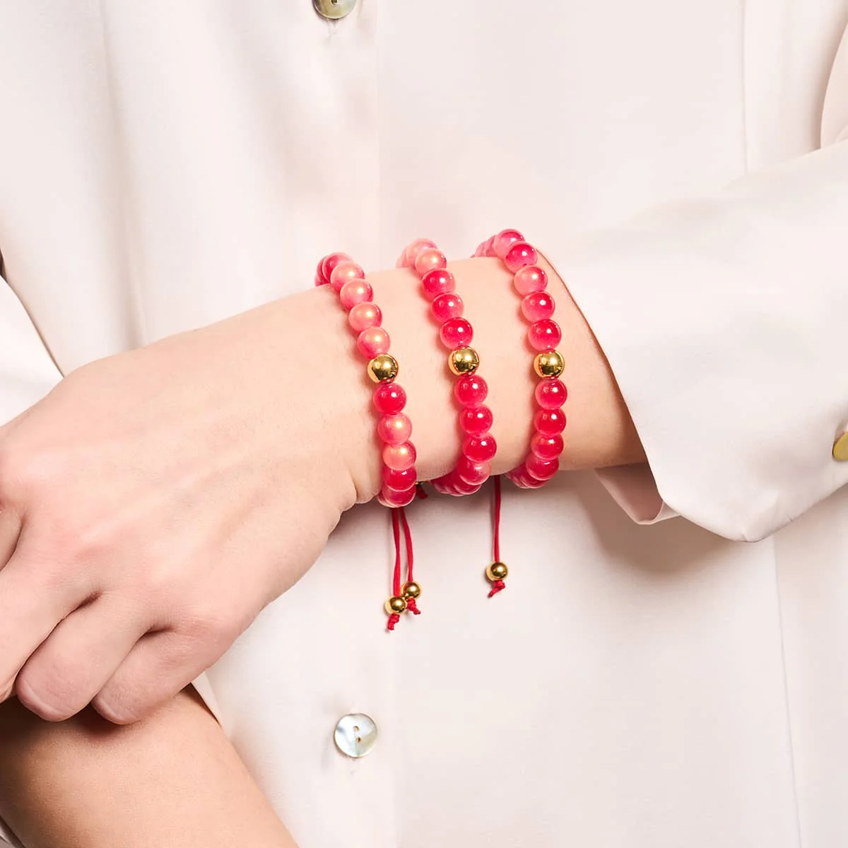 Maraschino Cherry | Shimmer Glass | Macrame Bracelet - Image 7