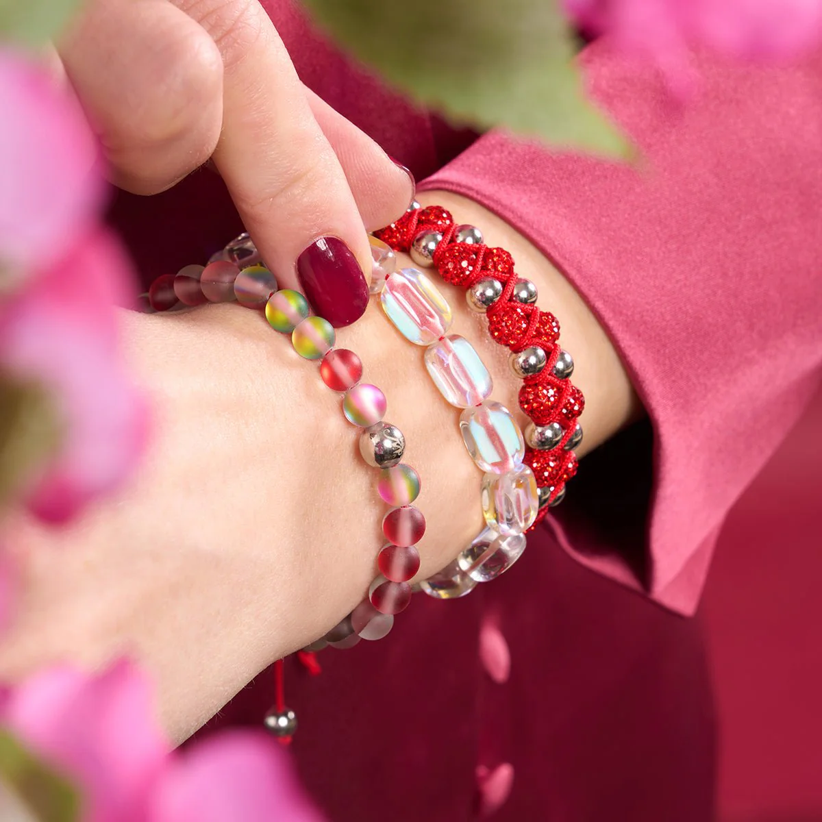Ruby Chrome Kikiballa Crystal x Red String Vitality Bracelet - Image 5