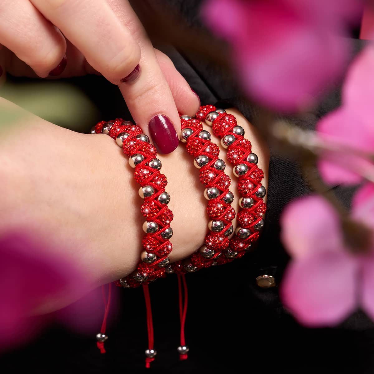 Ruby Chrome Kikiballa Crystal x Red String Vitality Bracelet - Image 6