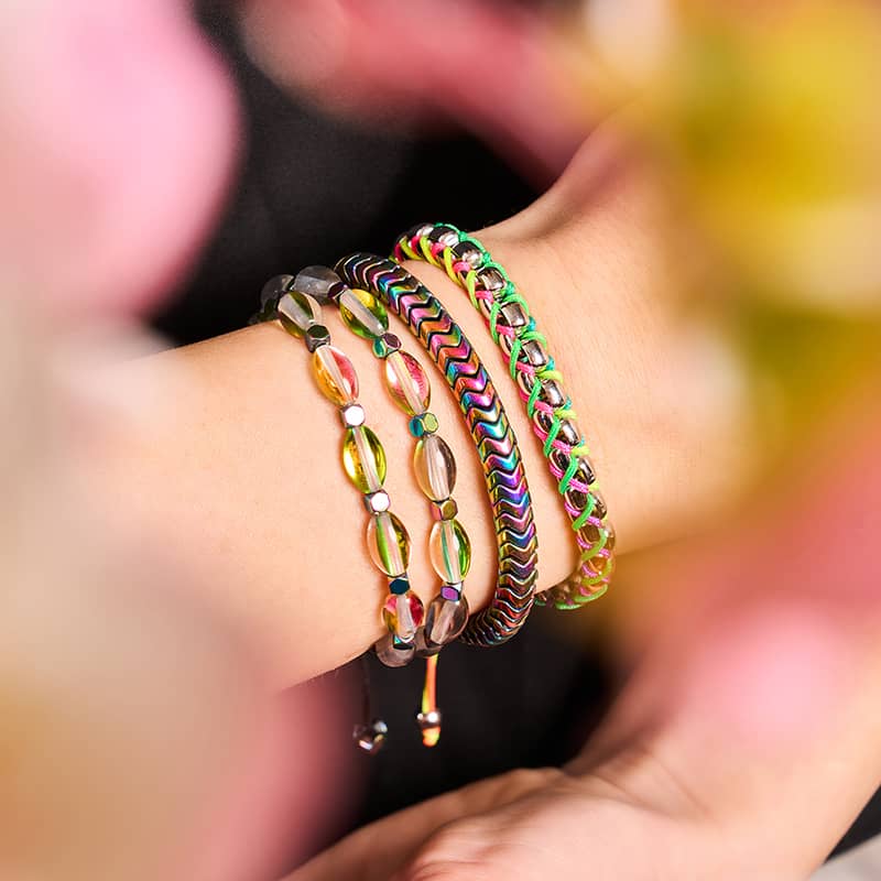 Serpentine | Rainbow Hematite x Unicorn Silver | Double Wave Bracelet - Image 10