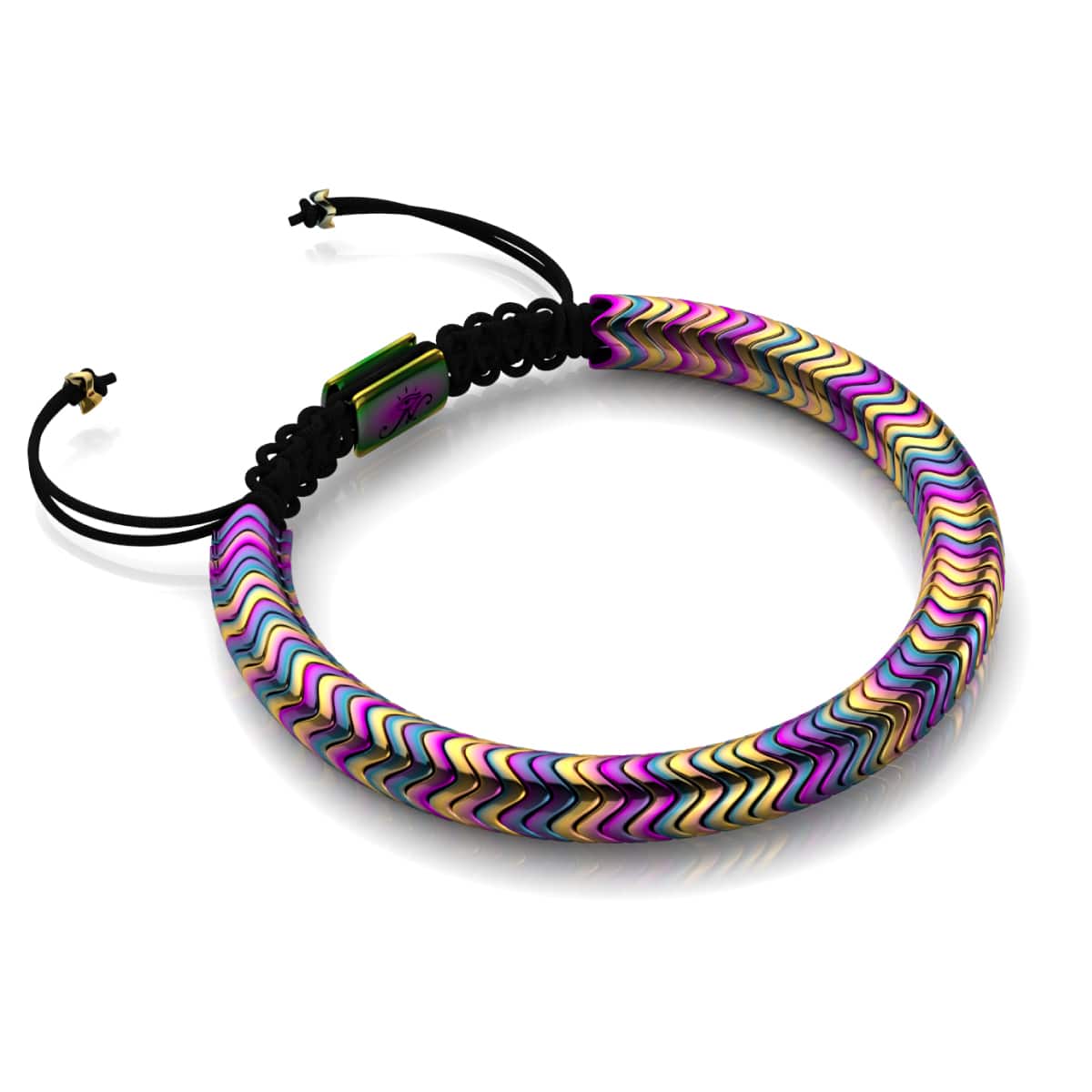 Serpentine | Rainbow Hematite x Unicorn Silver | Double Wave Bracelet - Image 3