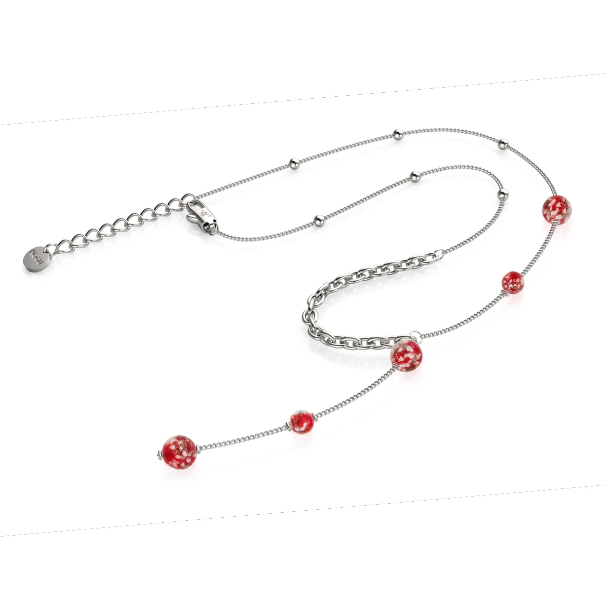 Crimson | Silver | Firefly Glass Cascade Double Pendant - Image 7