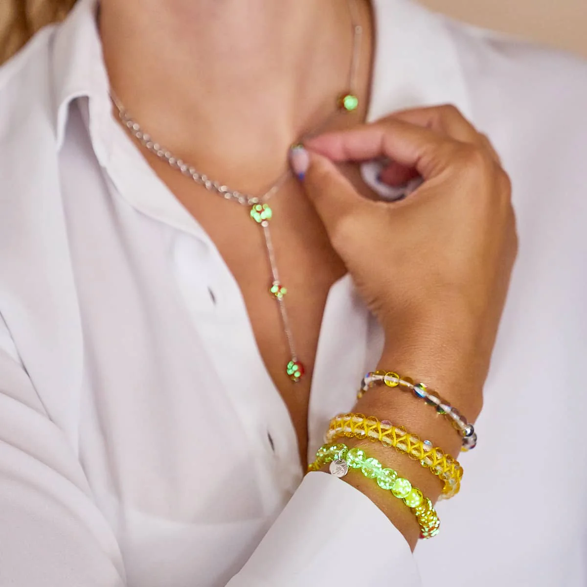 Crimson | Silver | Firefly Glass Cascade Double Pendant - Image 9