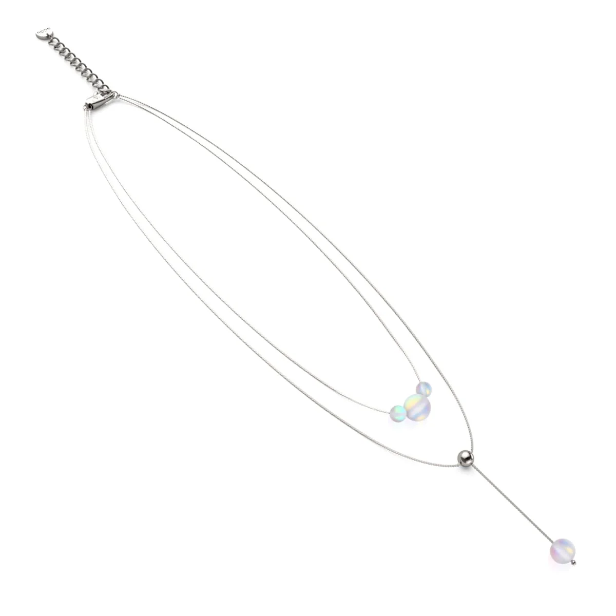 Rainbow White | Silver | Mermaid Glass Cascade Double Pendant - Image 3