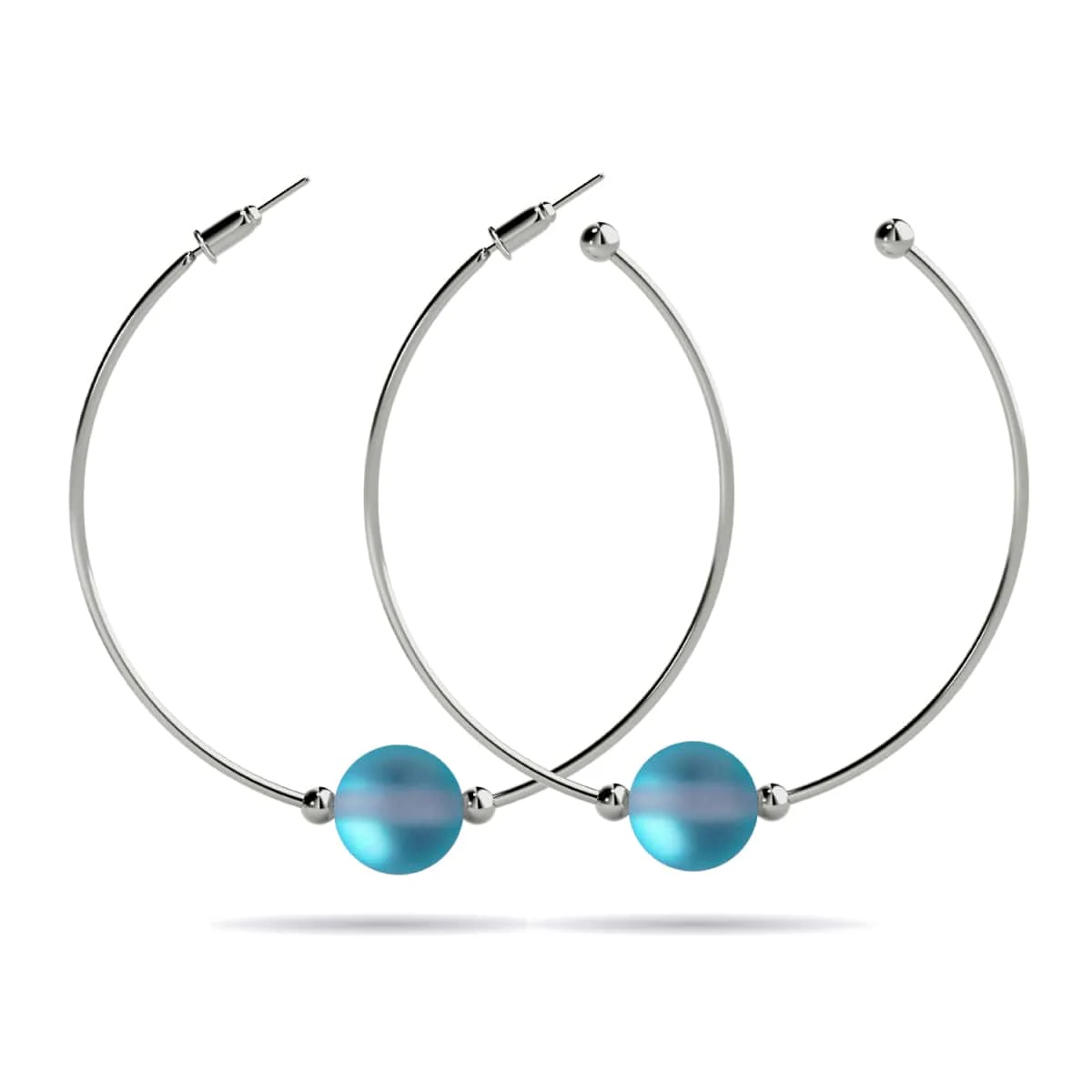 Aquamarine | Silver | Mermaid Glass Hoop Earrings - Image 3