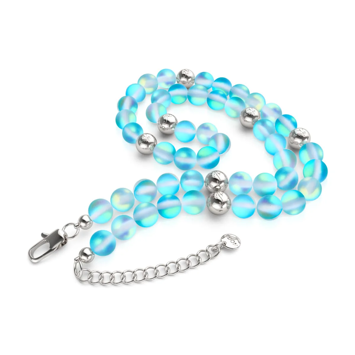 Aquamarine | Silver | Mermaid Glass Statement Necklace - Image 4