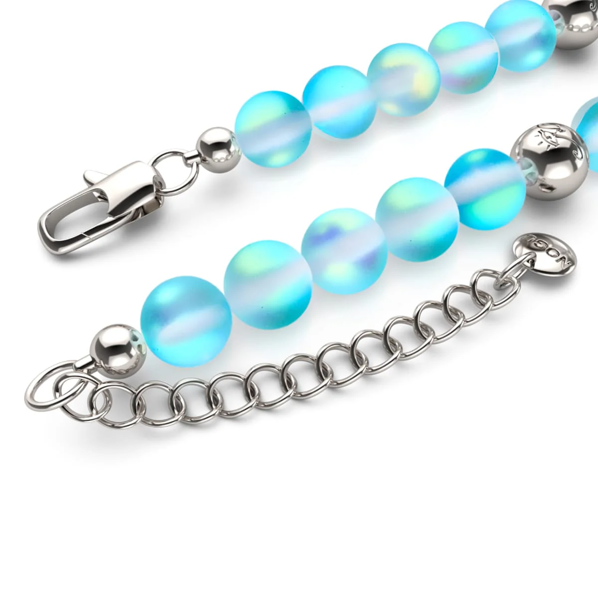 Aquamarine | Silver | Mermaid Glass Statement Necklace - Image 5