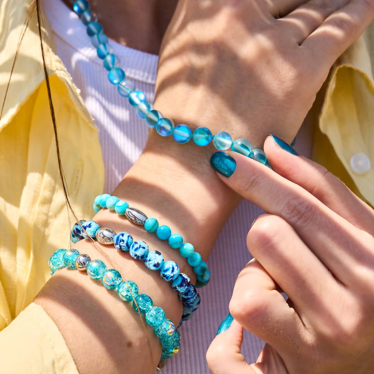 Aquamarine | Silver | Mermaid Glass Statement Necklace - Image 9