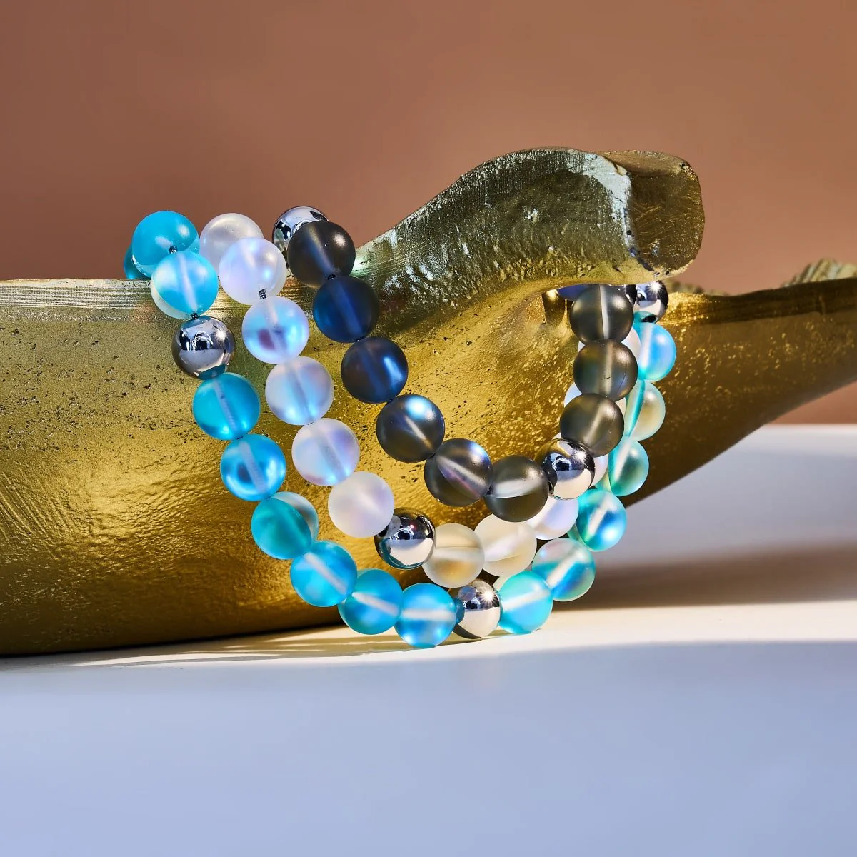 Rainbow White | Silver | Mermaid Glass Statement Necklace - Image 10