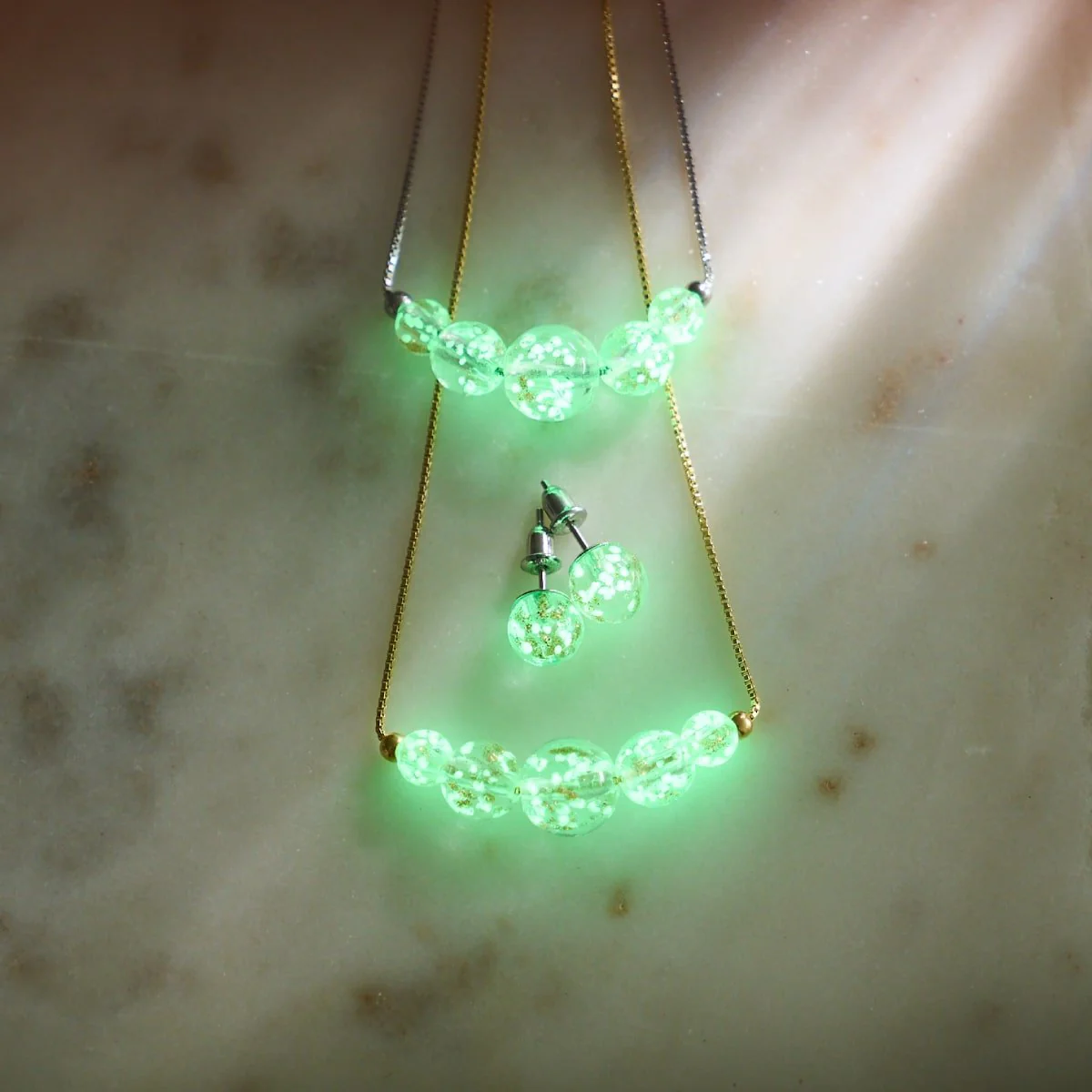 Alabaster | .925 Sterling Silver | Firefly Glass Stud Earrings - Image 11