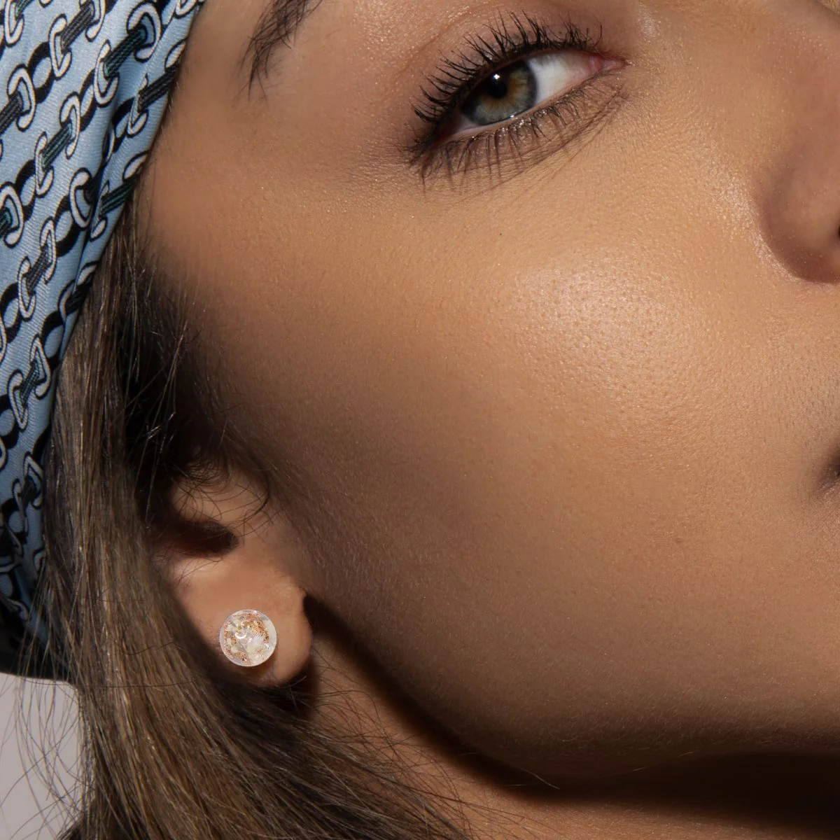 Alabaster | .925 Sterling Silver | Firefly Glass Stud Earrings - Image 3