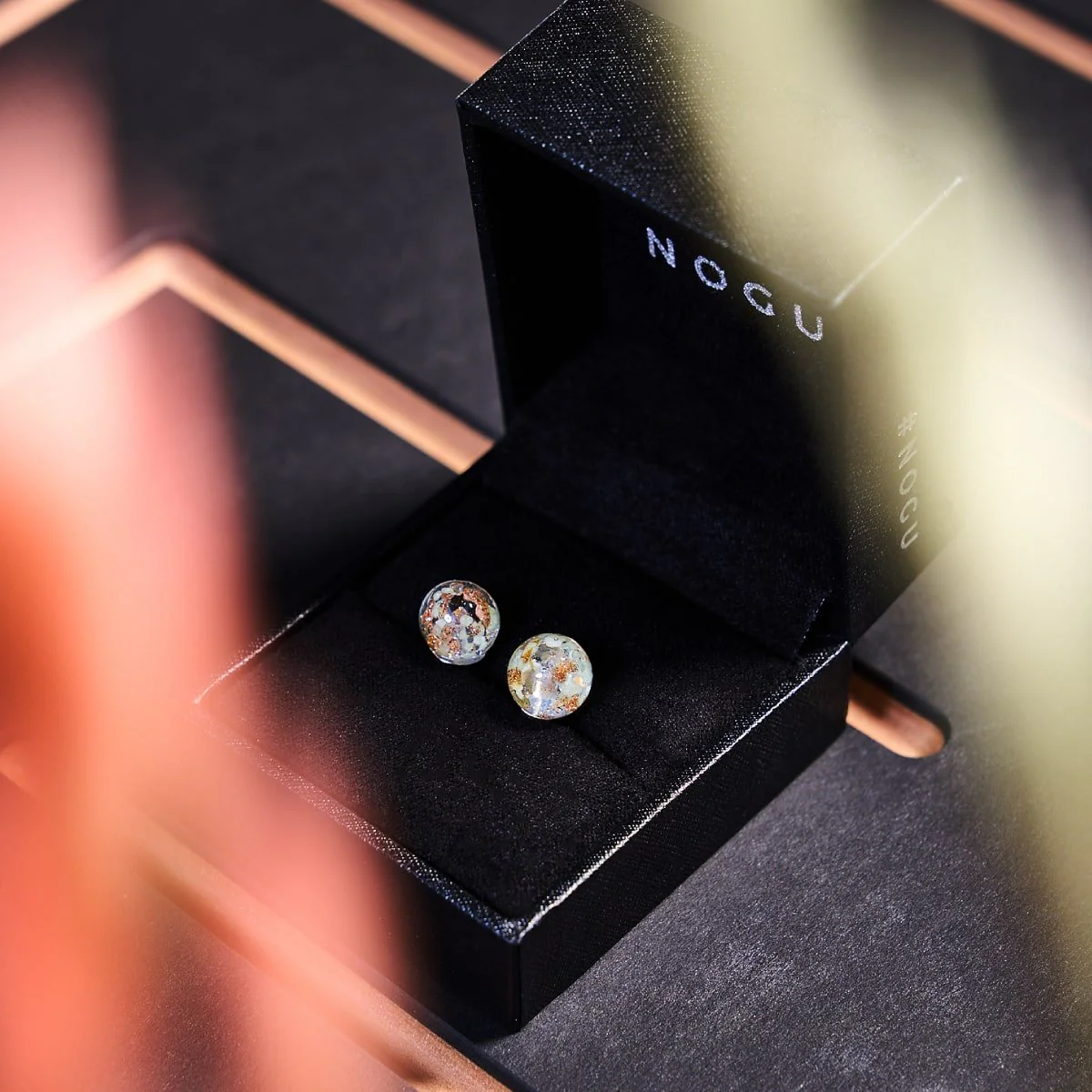 Alabaster | .925 Sterling Silver | Firefly Glass Stud Earrings - Image 6