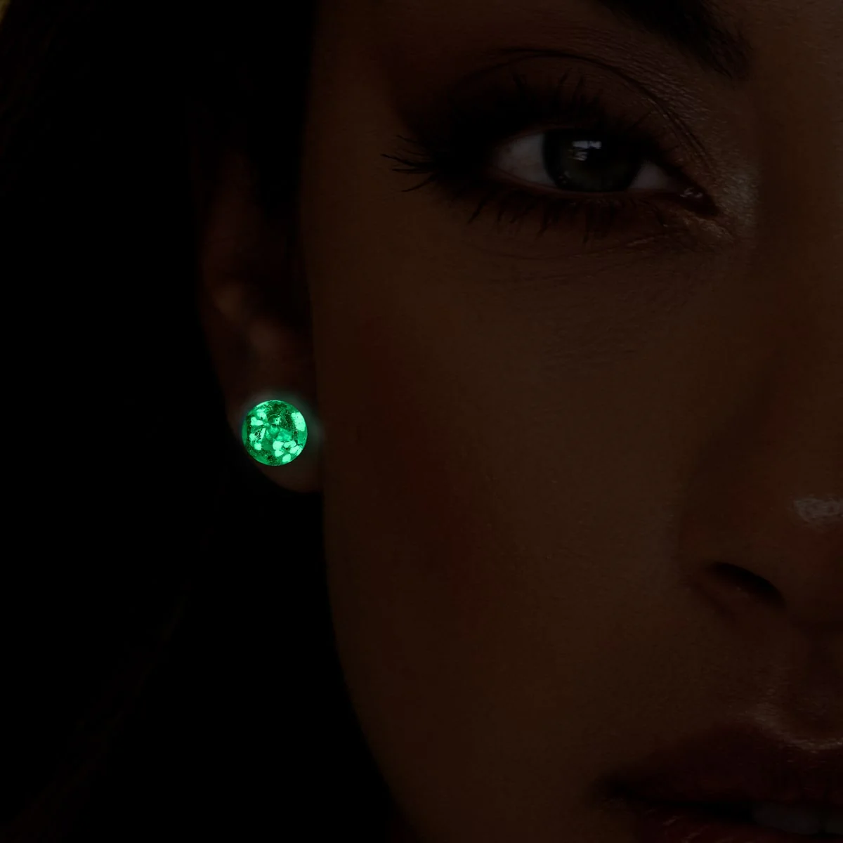 Alabaster | .925 Sterling Silver | Firefly Glass Stud Earrings - Image 9