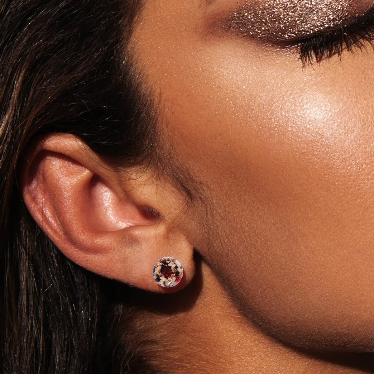 Merlot | .925 Sterling Silver | Firefly Glass Stud Earrings - Image 3