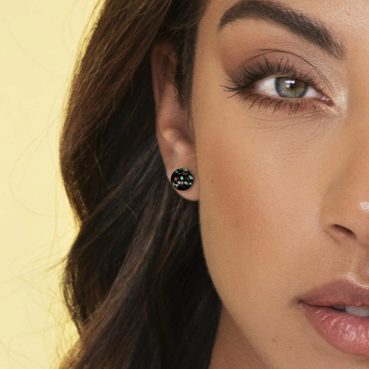 Obsidian | .925 Sterling Silver | Firefly Glass Stud Earrings - Image 3