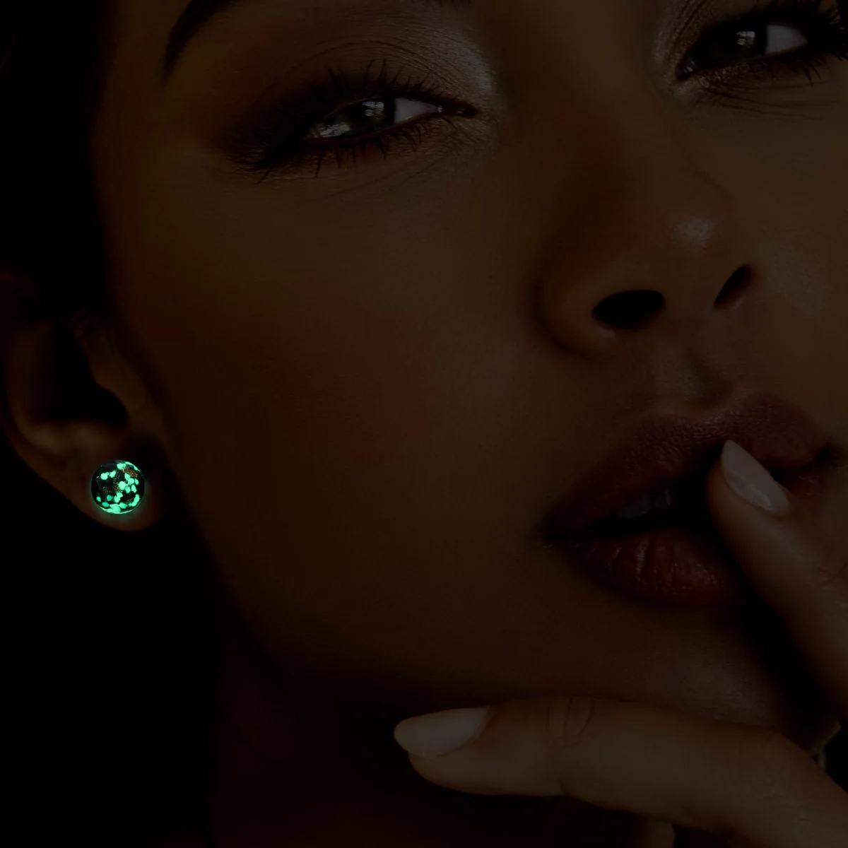 Obsidian | .925 Sterling Silver | Firefly Glass Stud Earrings - Image 4