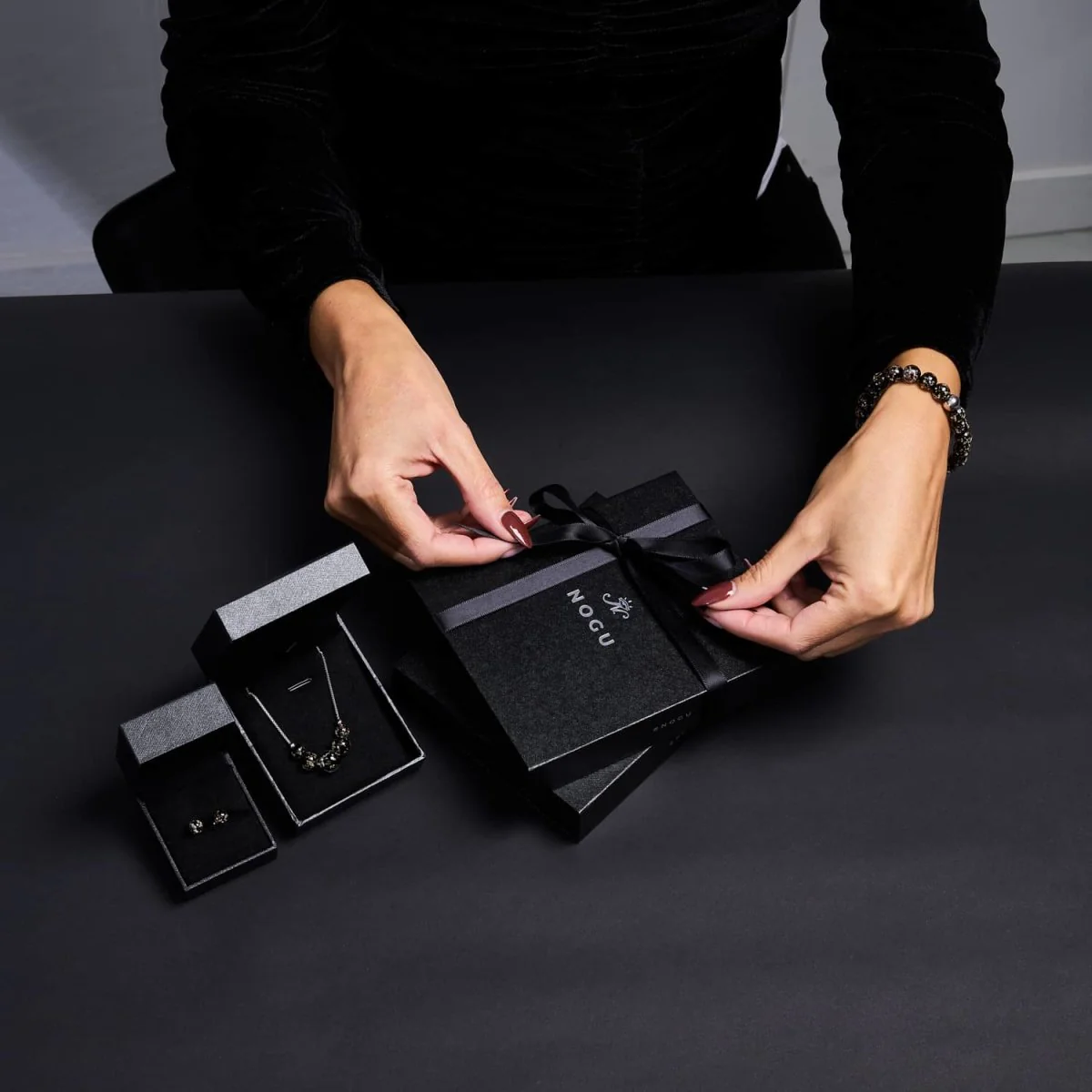 Obsidian | .925 Sterling Silver | Firefly Glass Stud Earrings - Image 5