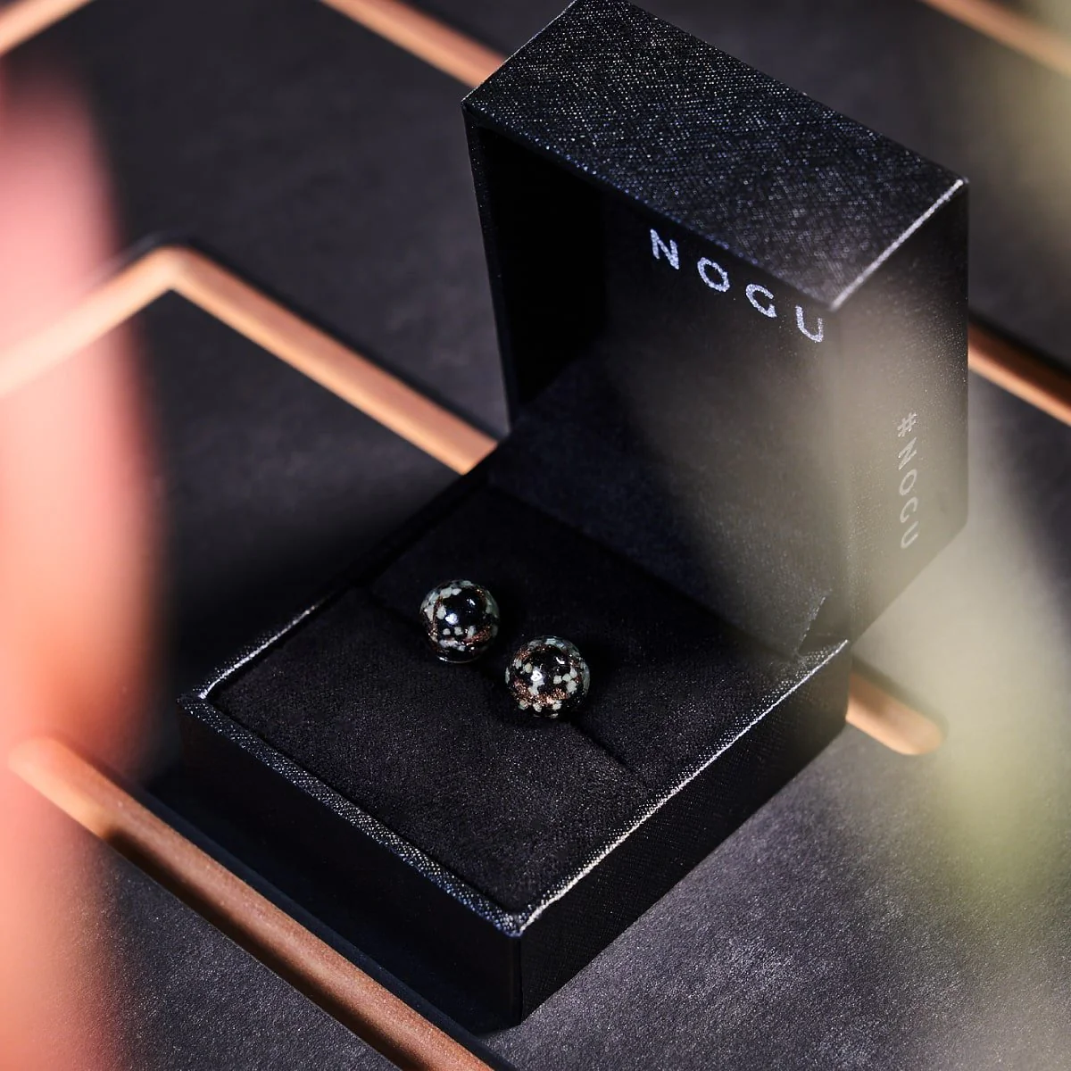 Obsidian | .925 Sterling Silver | Firefly Glass Stud Earrings - Image 8