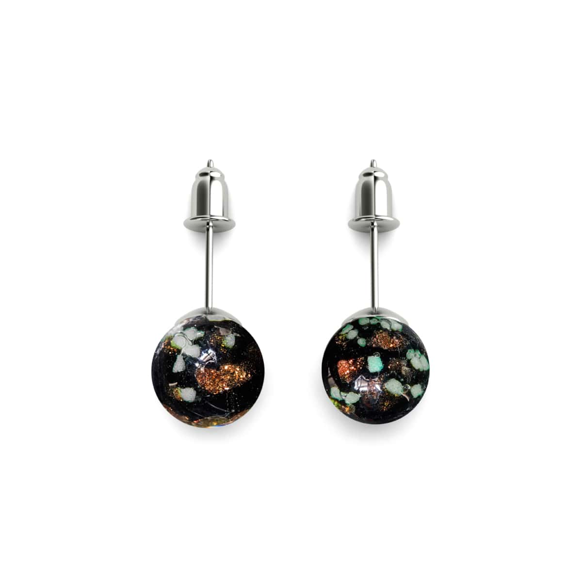Obsidian | .925 Sterling Silver | Firefly Glass Stud Earrings - Image 9