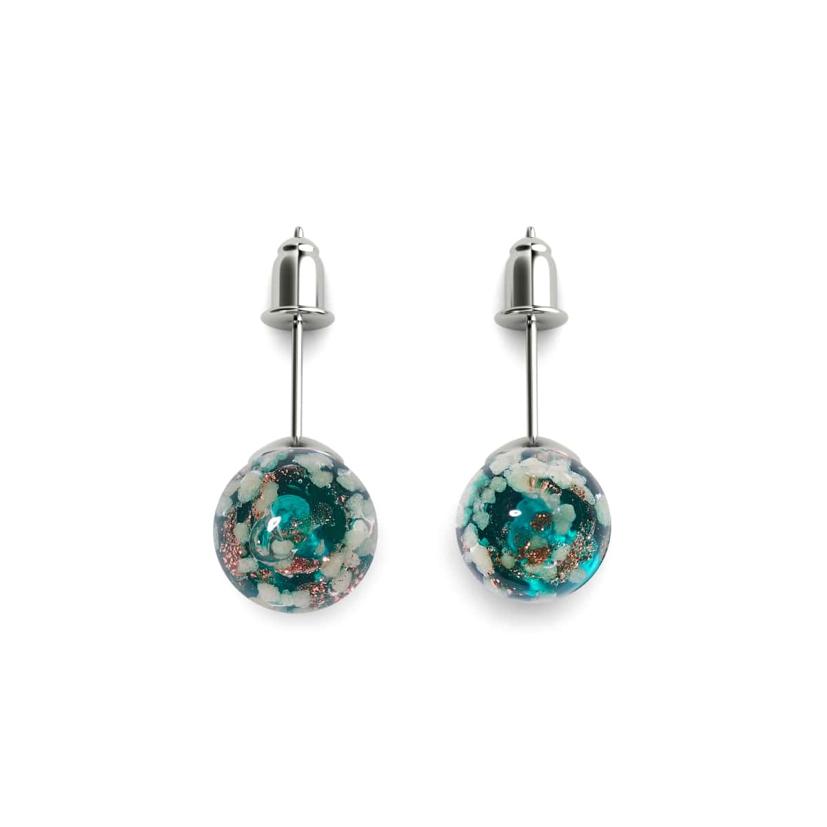 Teal | .925 Sterling Silver | Firefly Glass Stud Earrings - Image 11