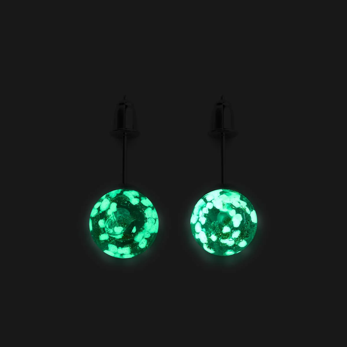 Teal | .925 Sterling Silver | Firefly Glass Stud Earrings - Image 12