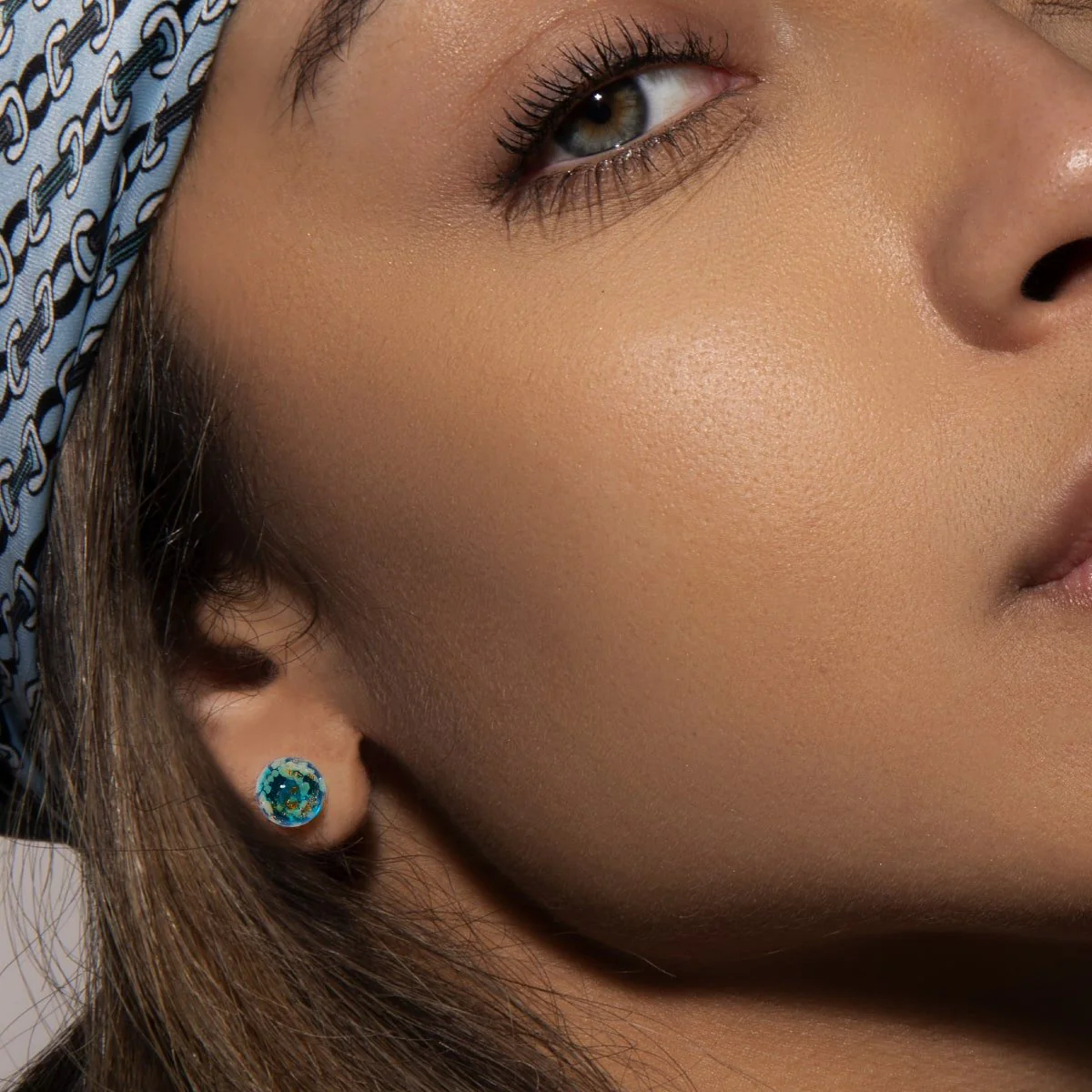 Teal | .925 Sterling Silver | Firefly Glass Stud Earrings - Image 13