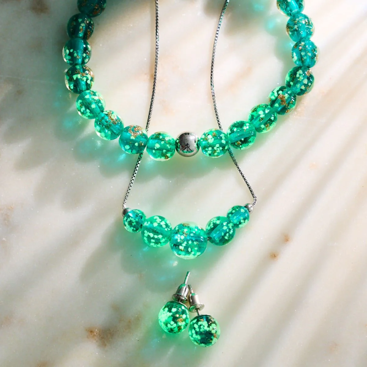 Teal | .925 Sterling Silver | Firefly Glass Stud Earrings - Image 16