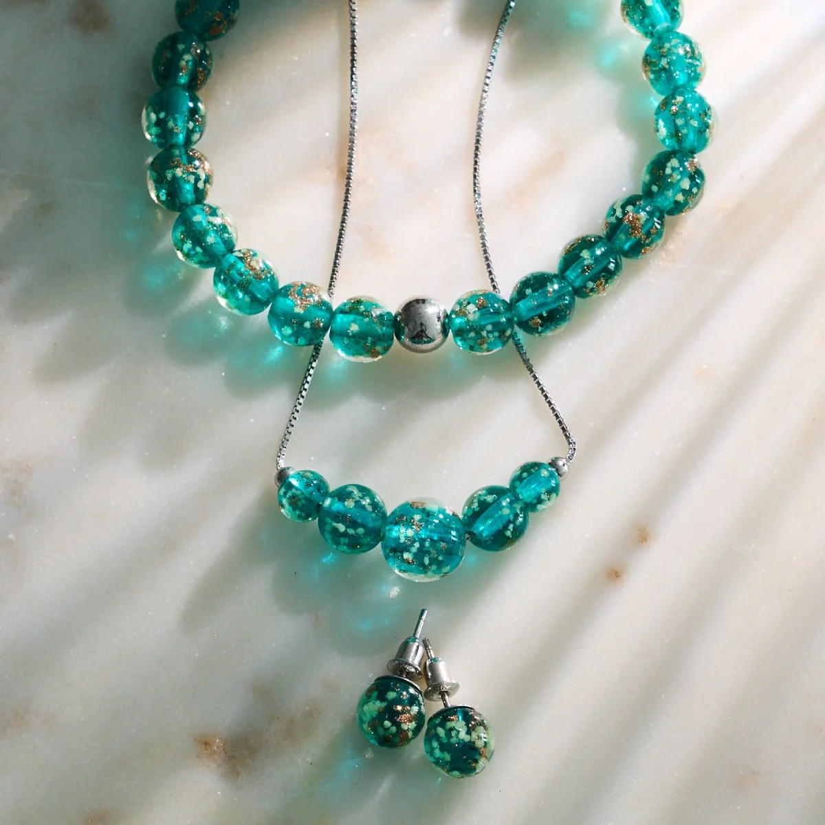 Teal | .925 Sterling Silver | Firefly Glass Stud Earrings - Image 17