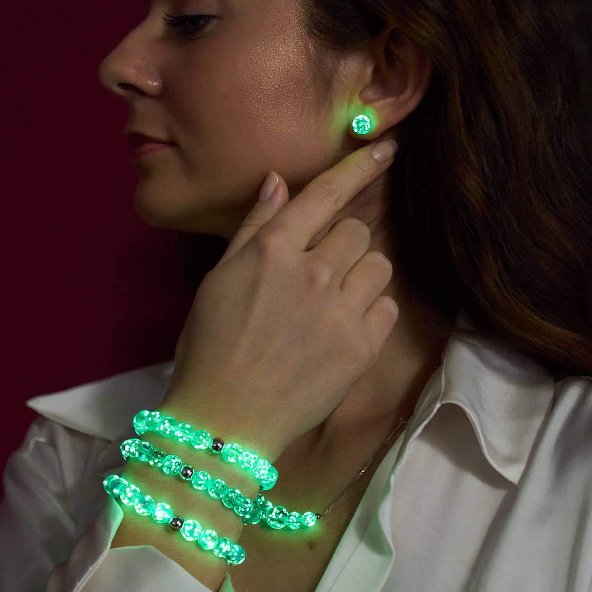 Teal | .925 Sterling Silver | Firefly Glass Stud Earrings - Image 6