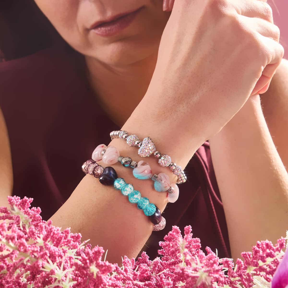 Unicorn White Crystal | Kikiballa Cascade Heart Bracelet - Image 4