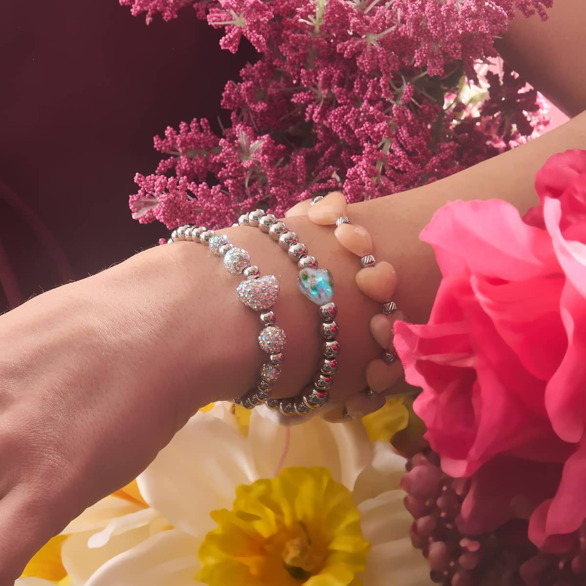 Unicorn White Crystal | Kikiballa Cascade Heart Bracelet - Image 7