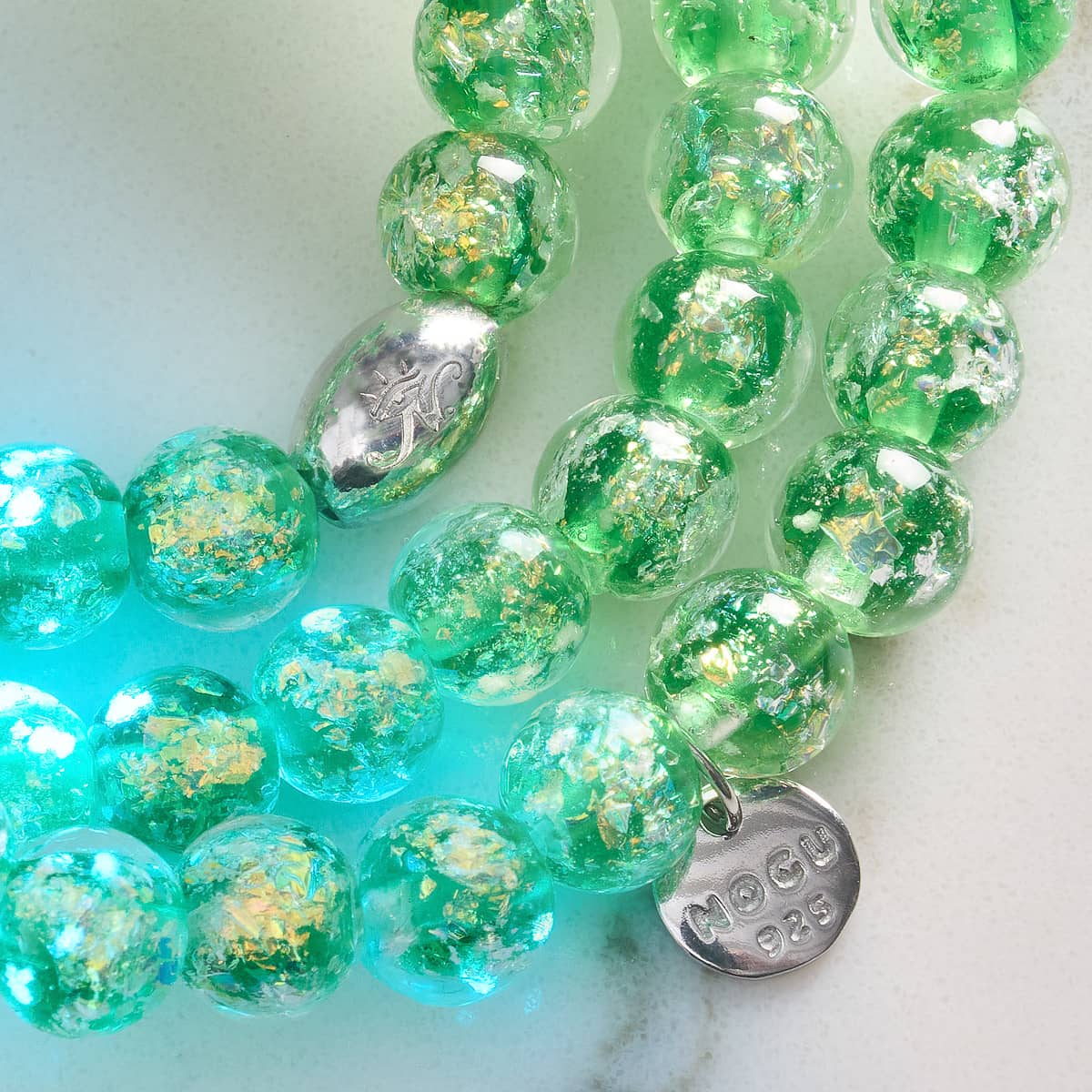 Verdant Burst | .925 Sterling Silver | Firework Glass Bracelet - Image 5