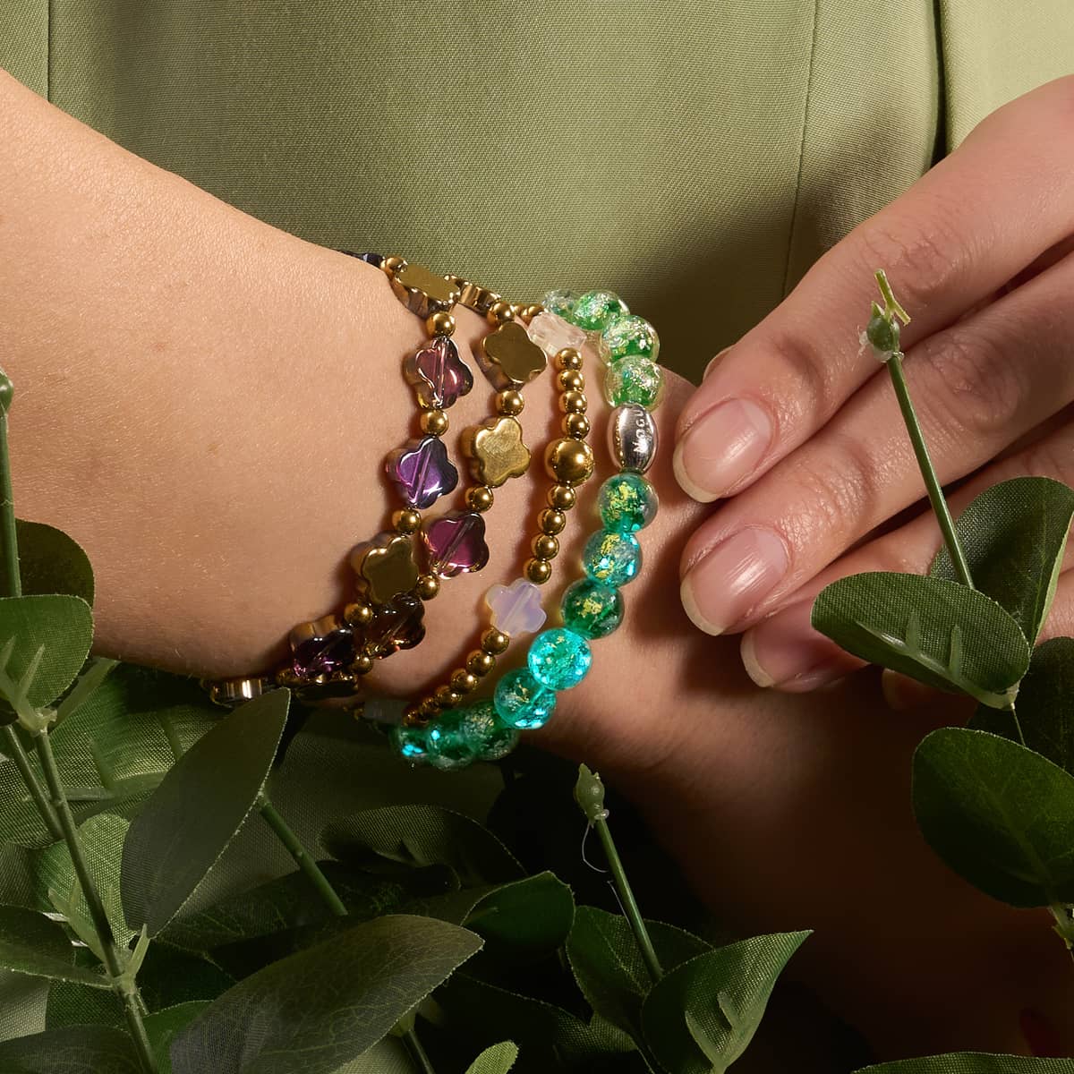 Verdant Burst | .925 Sterling Silver | Firework Glass Bracelet - Image 7