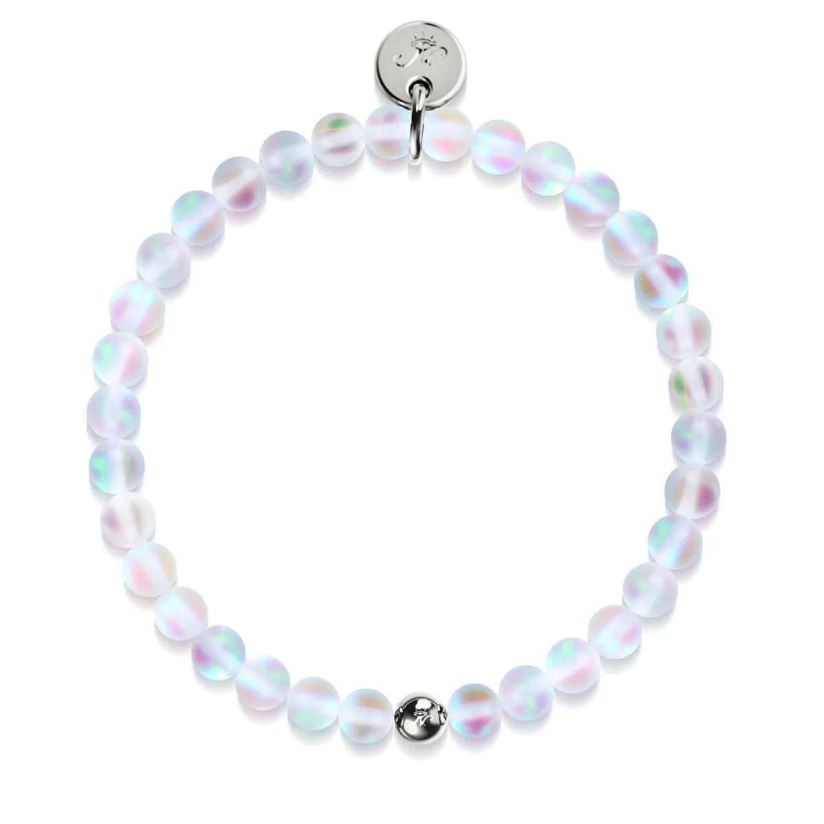 Rainbow White | Silver | Mermaid Glass Bead Bracelet - Image 10