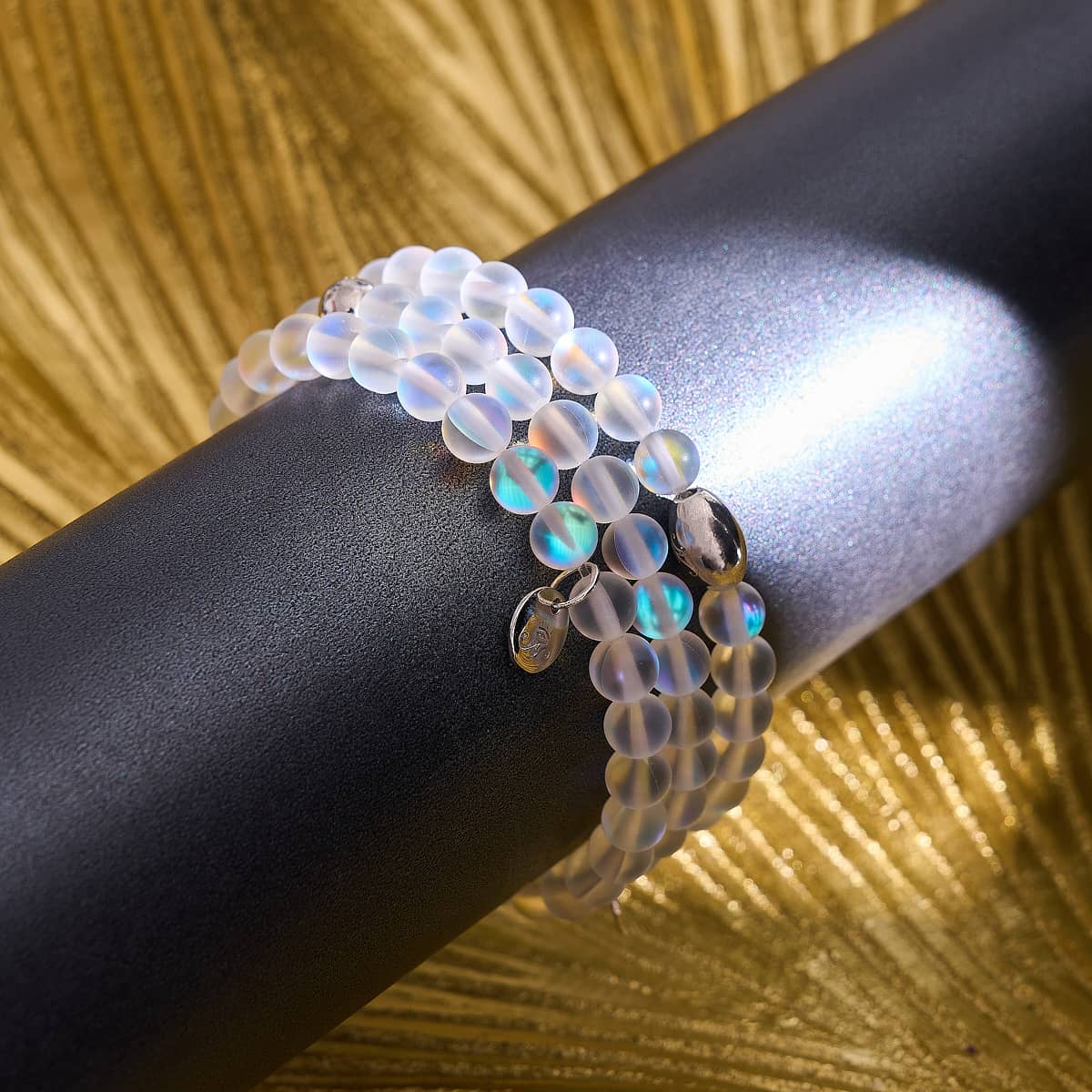 Rainbow White | Silver | Mermaid Glass Bead Bracelet - Image 11