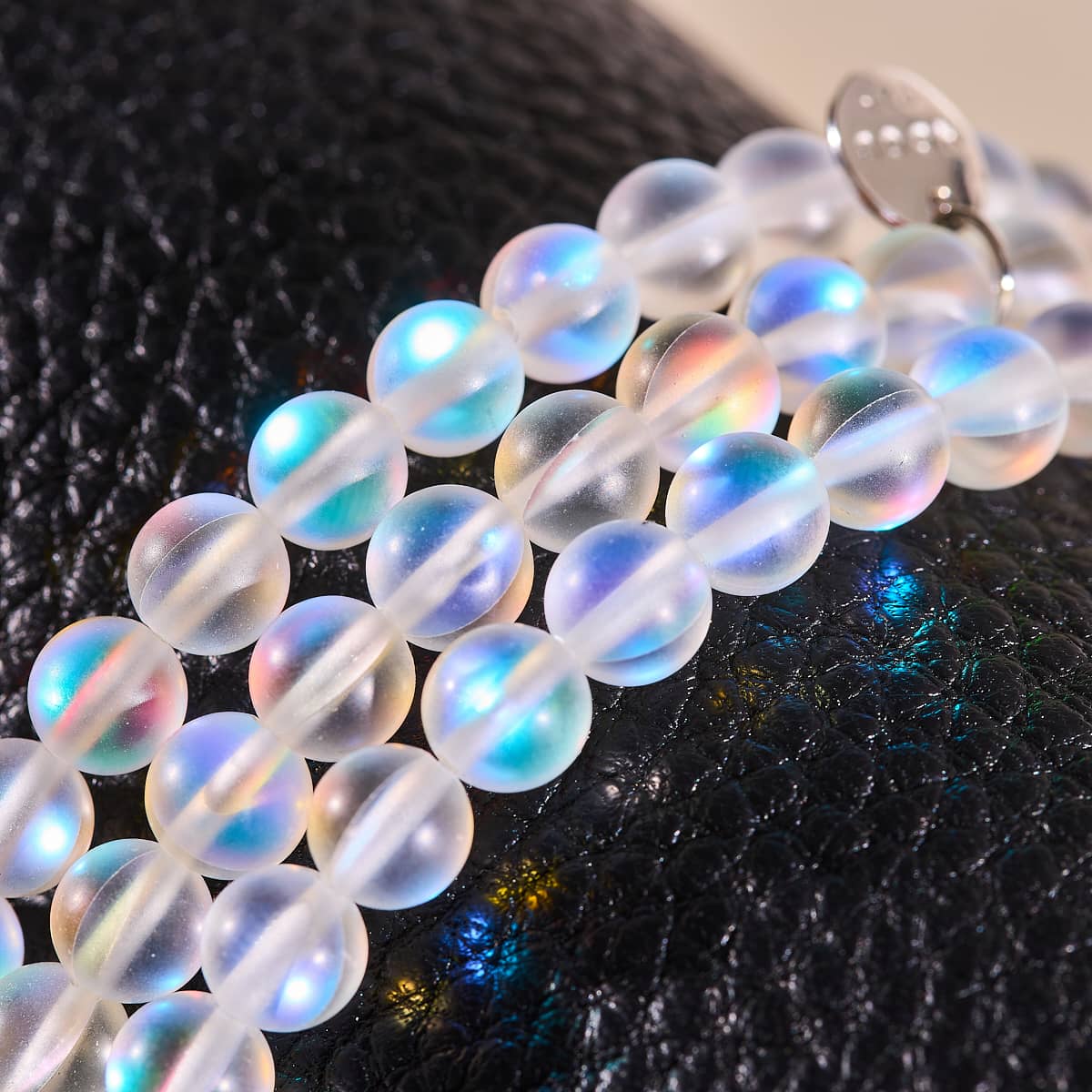 Rainbow White | Silver | Mermaid Glass Bead Bracelet - Image 3